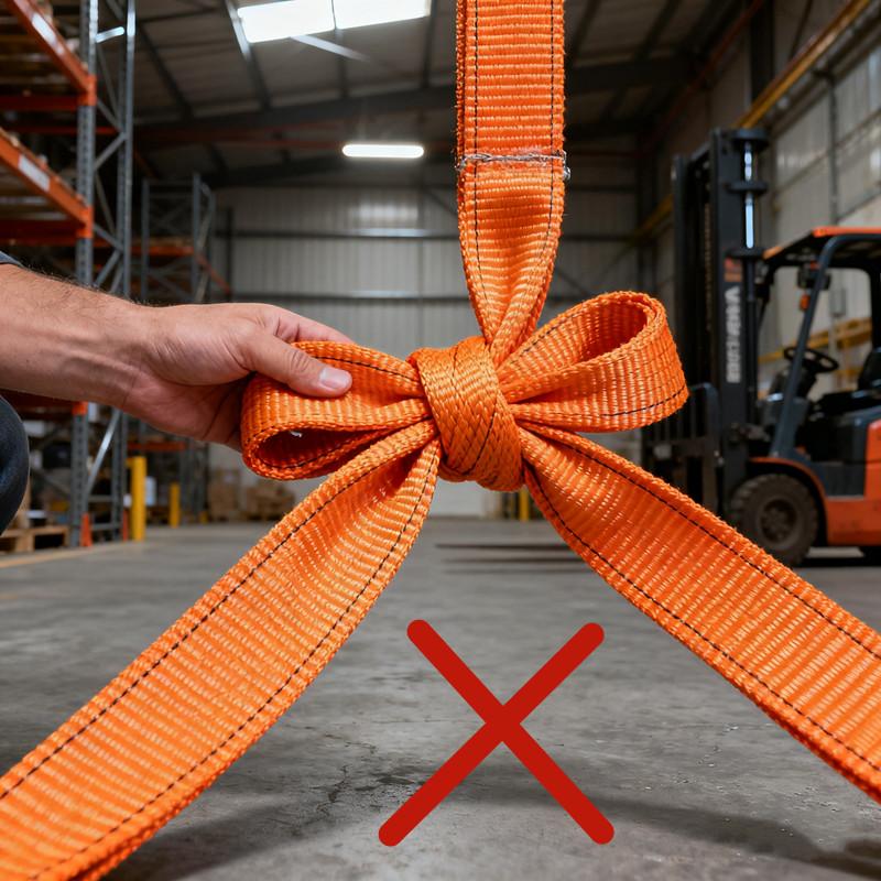 吊裝帶不能打結使用